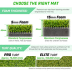Gosports Golf Hitting Mat - Elite 5 X 4 Ft - 15 Mm Artificial Turf Training Mat For Indoor/Outdoor Swing Practice, Includes 3 Ru