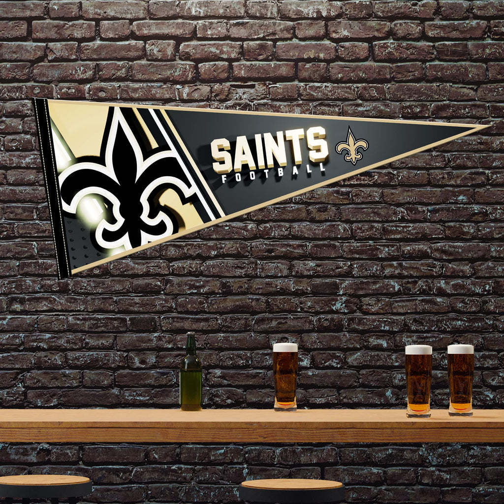 Rico Industries Nfl Football New Orleans Saints Primary 12'' X 30'' Felt Wall D  Cor Pennant - Great For Home/Bed Room/Man Cave