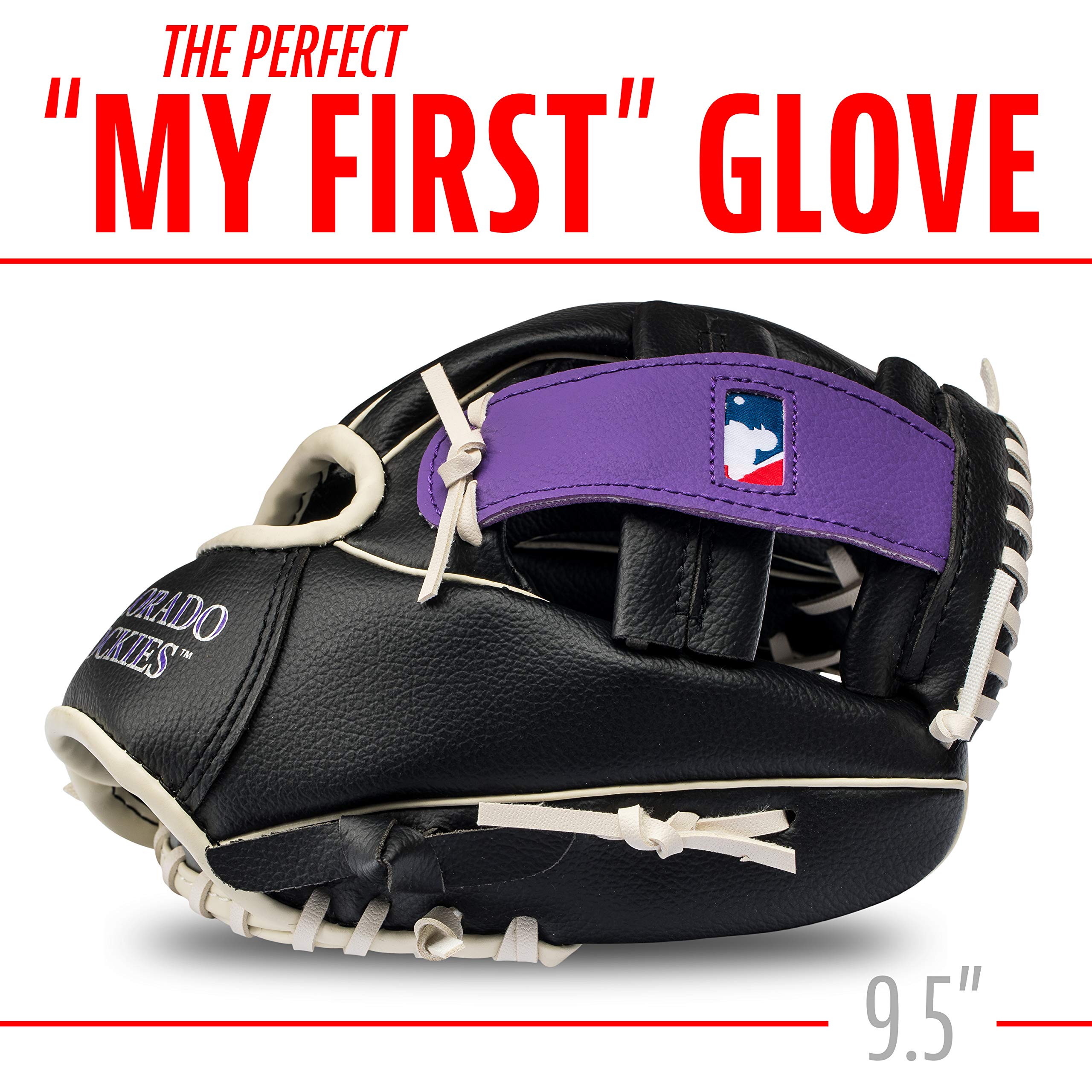 Franklin Sports Mlb Youth Teeball Glove + Foam Ball Set - Kids Colorado Rockies Baseball + Teeball Mitt And Ball - Perfect First