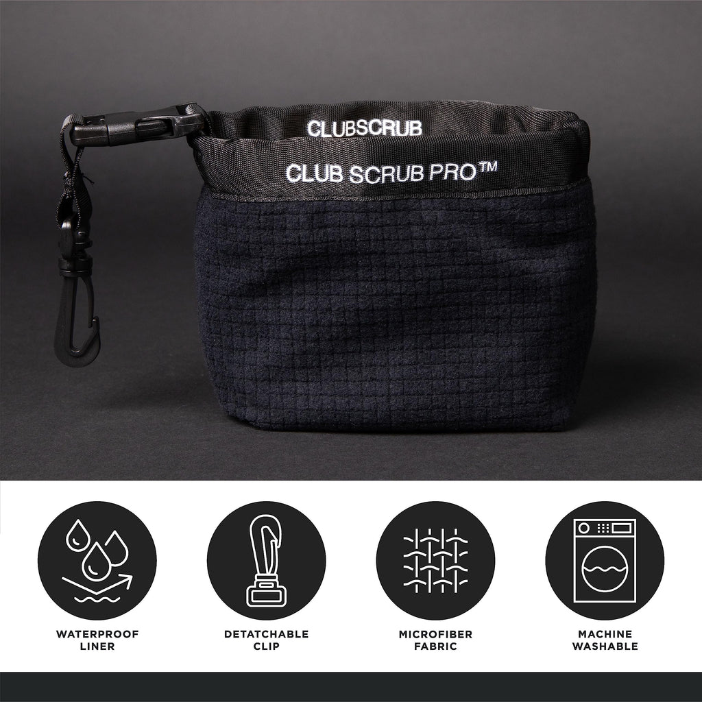 Club Scrub Pro Golf Club And Golf Ball Cleaning Bag, Waterproof Clean Face Technology Liner, Perfectly Dry Microfiber Exterior,