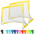 GoSports Team Tone 4 ft x 3 ft Portable Soccer Goals for Kids - Set of 2 Pop Up Nets for Backyard - Yellow