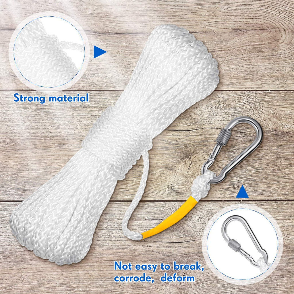 Hollow Braided Polypropylene Line Rope Heaving Line With Spring Hook For Ring Buoy Pool Life Preserver Ring Rope Boat Anchor Rop