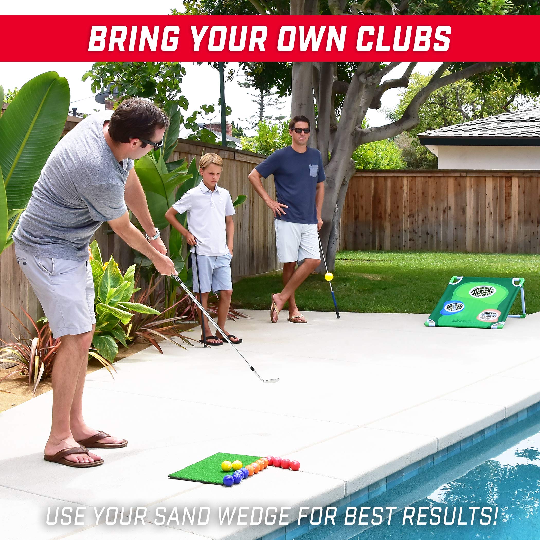 Gosports Battlechip Backyard Golf Cornhole Game - Includes Chipping Target, 16 Foam Balls, Hitting Mat And Carrying Case
