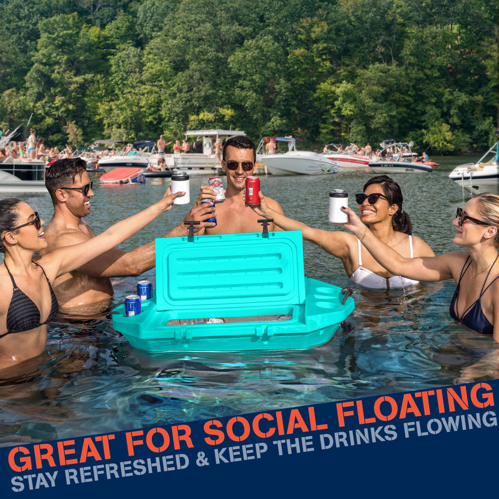 Cuddy Floating Cooler and Dry Storage Vessel for Land & Water - 40QT- Great for River, Beach, Kayak, Pool, & Lake - Seafoam