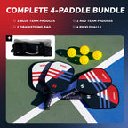 Helium Pickleball Paddles Set Of 4 - Usapa Certified - Graphite Fiberglass Surface, Lightweight Honeycomb Core