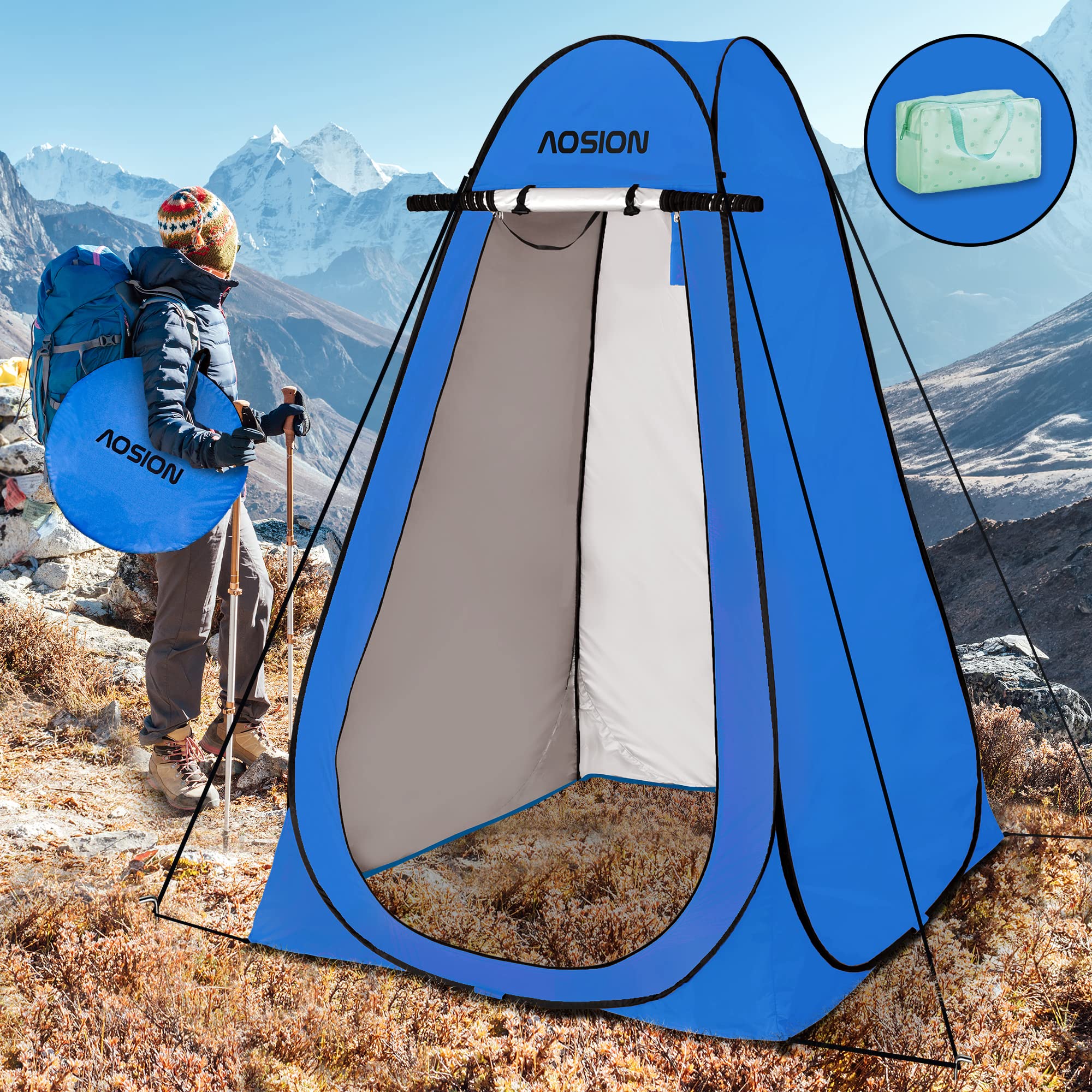 AOSIONcamping Shower Tent Pop Up changing Tent Portable Shower for camping Extra Tall Privacy Tent Outdoor Portable Dressing Ro