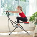 Sunny Health & Fitness Row-N-Ride Pro Squat Machine For Home, Foldable 300 Lb Capacity Rower With 12 Level Resistance Rower, Eas