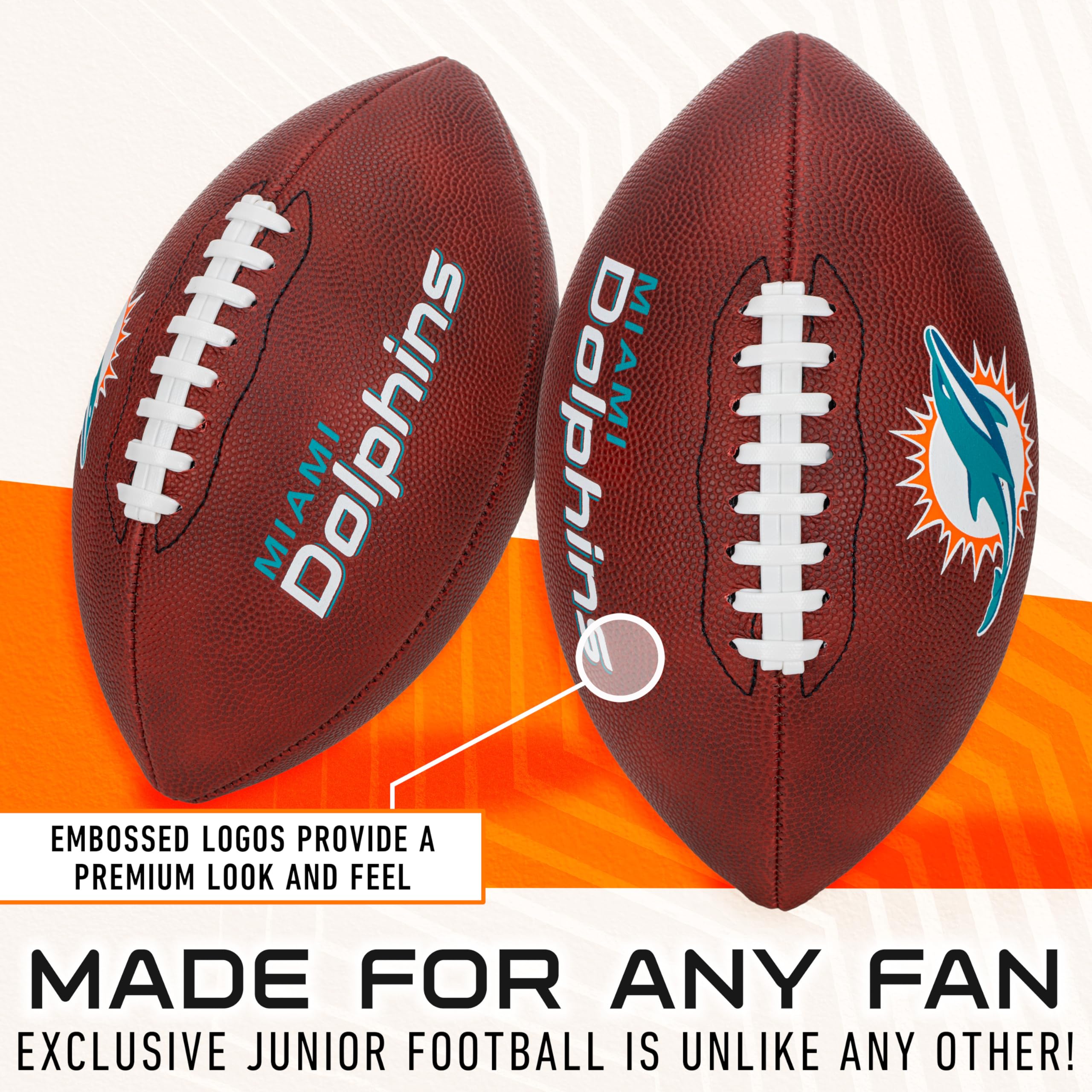 Franklin Sports Nfl Miami Dolphins Football - Youth Junior Size Football For Kids - Official Nfl Team Logo + Colors Youth Ball -
