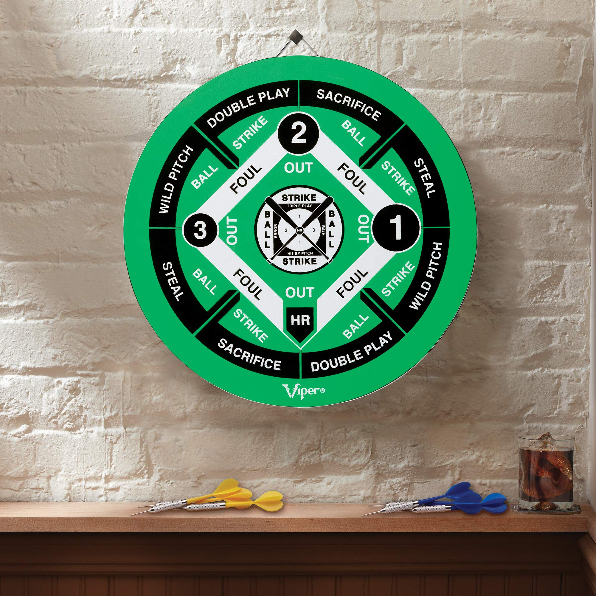 Viper Double Play 2-In-1 Baseball Coiled Paper Fiber Dartboard With Darts