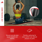 Adidas 10mm Extra Thick Training Mat with Carrying Strap and Non-Slip Textured Base - Cushioned Workout Mat for Home Gym, Floor