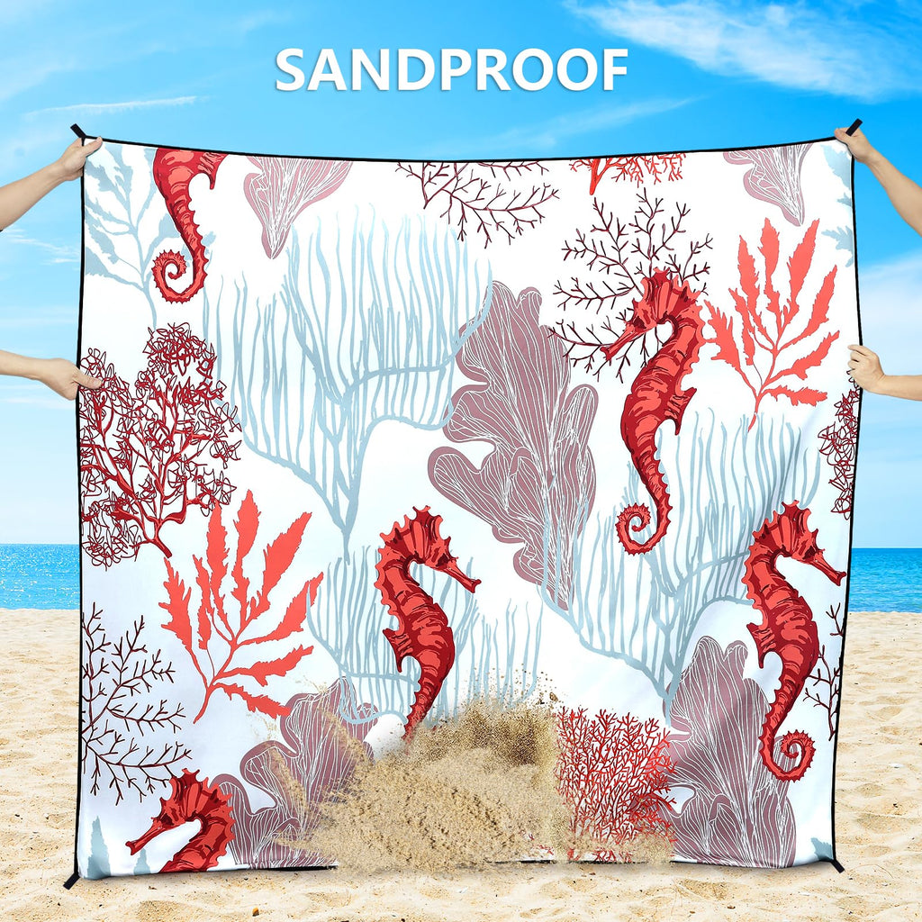 Hihoho Beach Blanket, Sandproof Beach Mat, Waterproof Quick Drying Lightweight Outdoor Aztec Picnic Mat 79 X 83/120X108 For 2-8