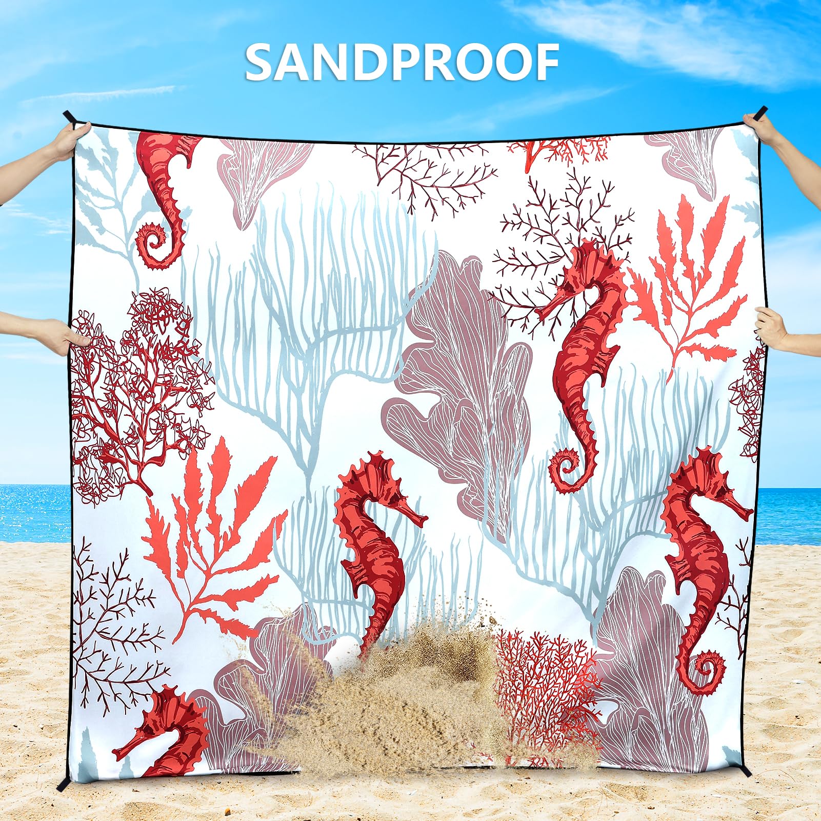 Hihoho Beach Blanket, Sandproof Beach Mat, Waterproof Quick Drying Lightweight Outdoor Aztec Picnic Mat 79 X 83/120X108 For 2-8