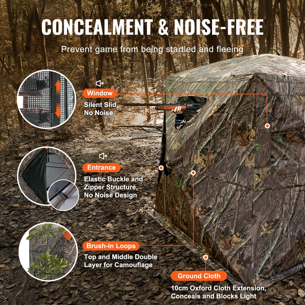 Vevor Hunting Blind, 270 See Through Ground Blind, 4-5 Person Pop Up Deer Blind For Hunting With Carrying Bag, Portable Resilien