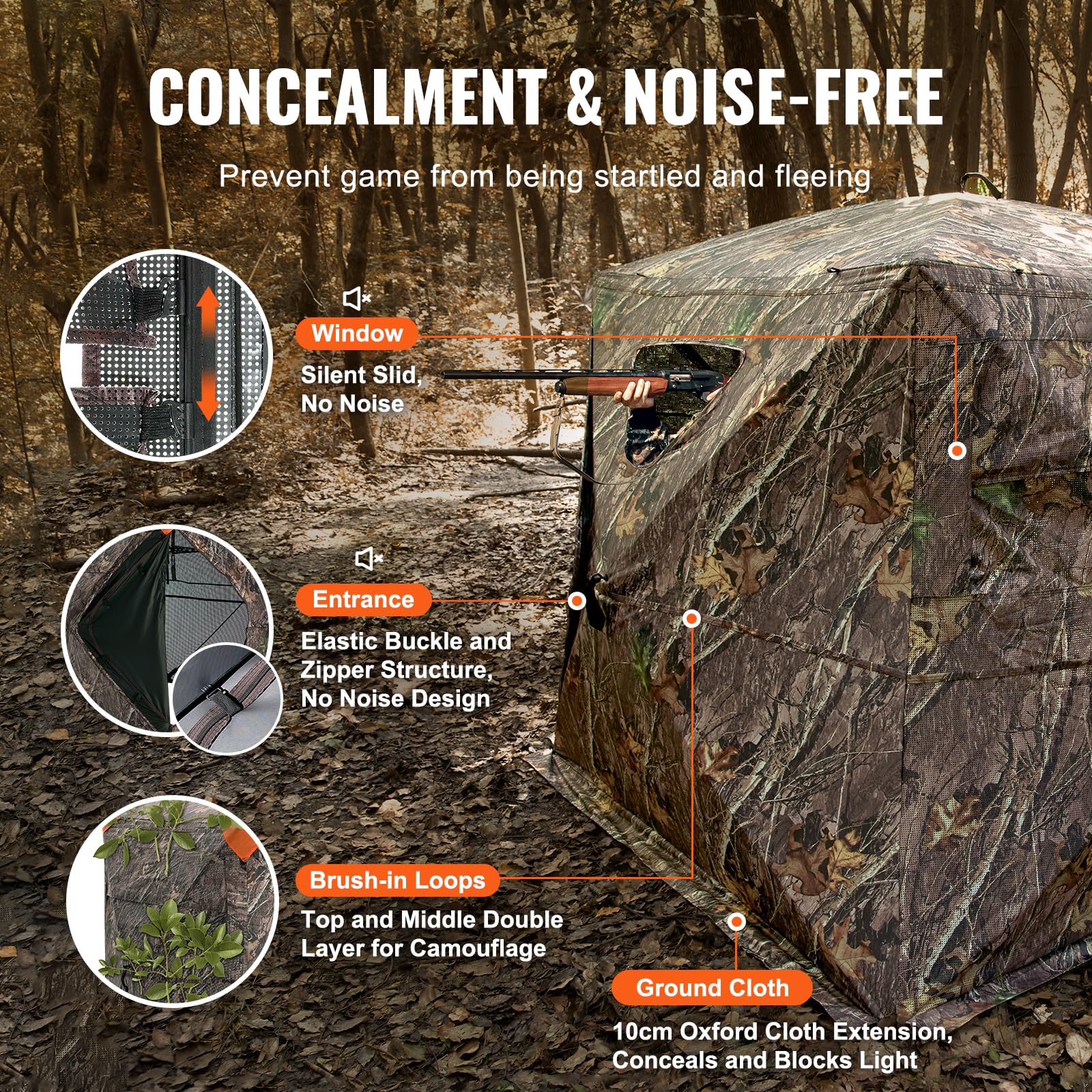 Vevor Hunting Blind, 270 See Through Ground Blind, 4-5 Person Pop Up Deer Blind For Hunting With Carrying Bag, Portable Resilien