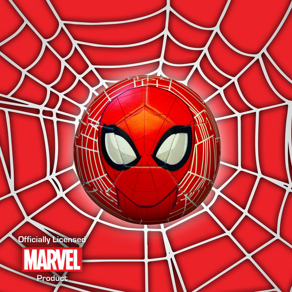 Marvel Spider-Man Soccer Ball, Mask and Webs Design Youth Kids Futbol, Multi, Size 5, Red Combo