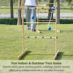 Apudarmis Ladder Toss Game Set, 35X26In Pine Wooden Golf Ladder Lawn Game With 6 Bolos Balls And Carrying Case - Outdoor Backyar