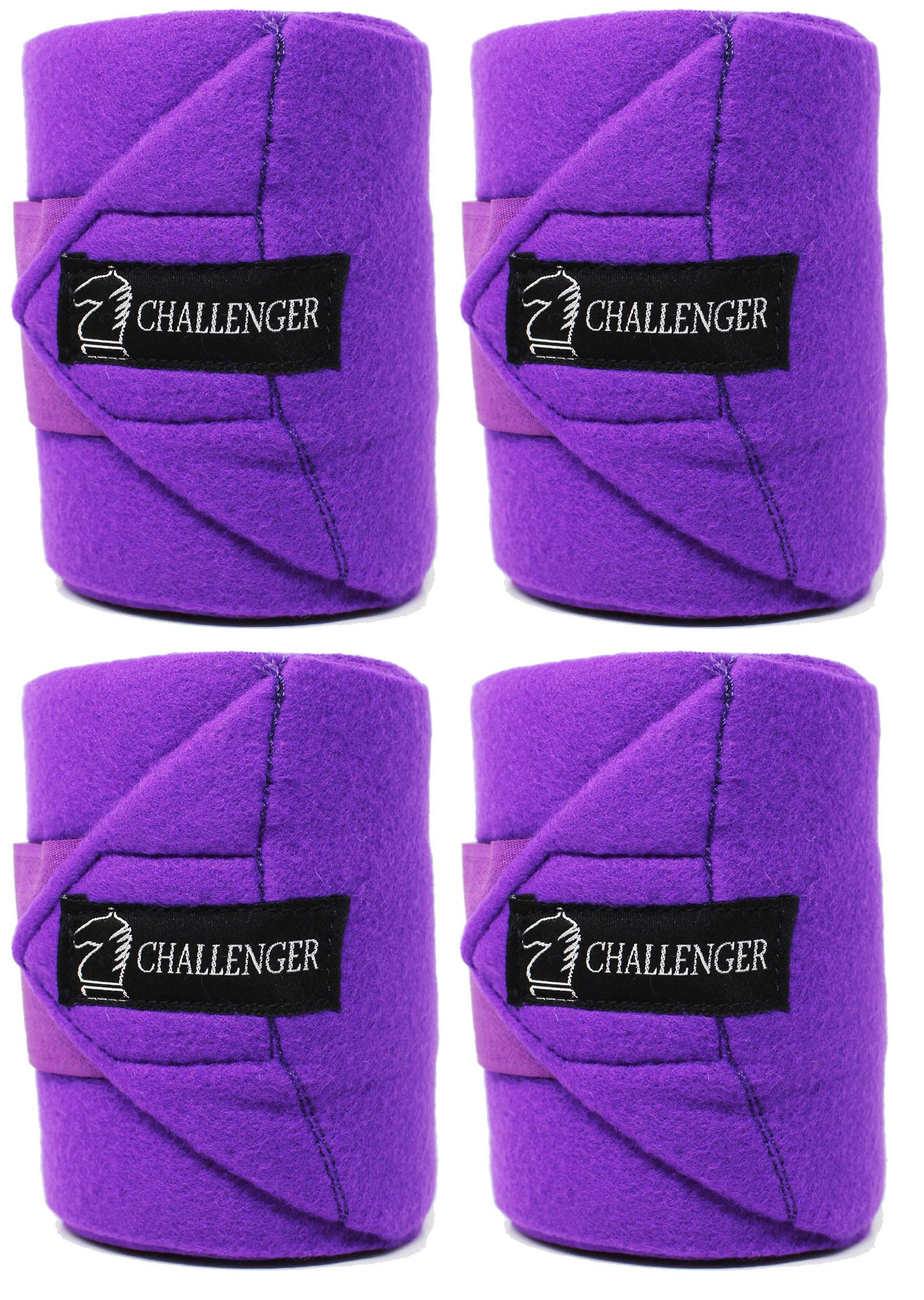 Challenger Horse Tack Grooming Leg Protection Polo Wrap Set Of 4 Soft Fleece Purple 95R05