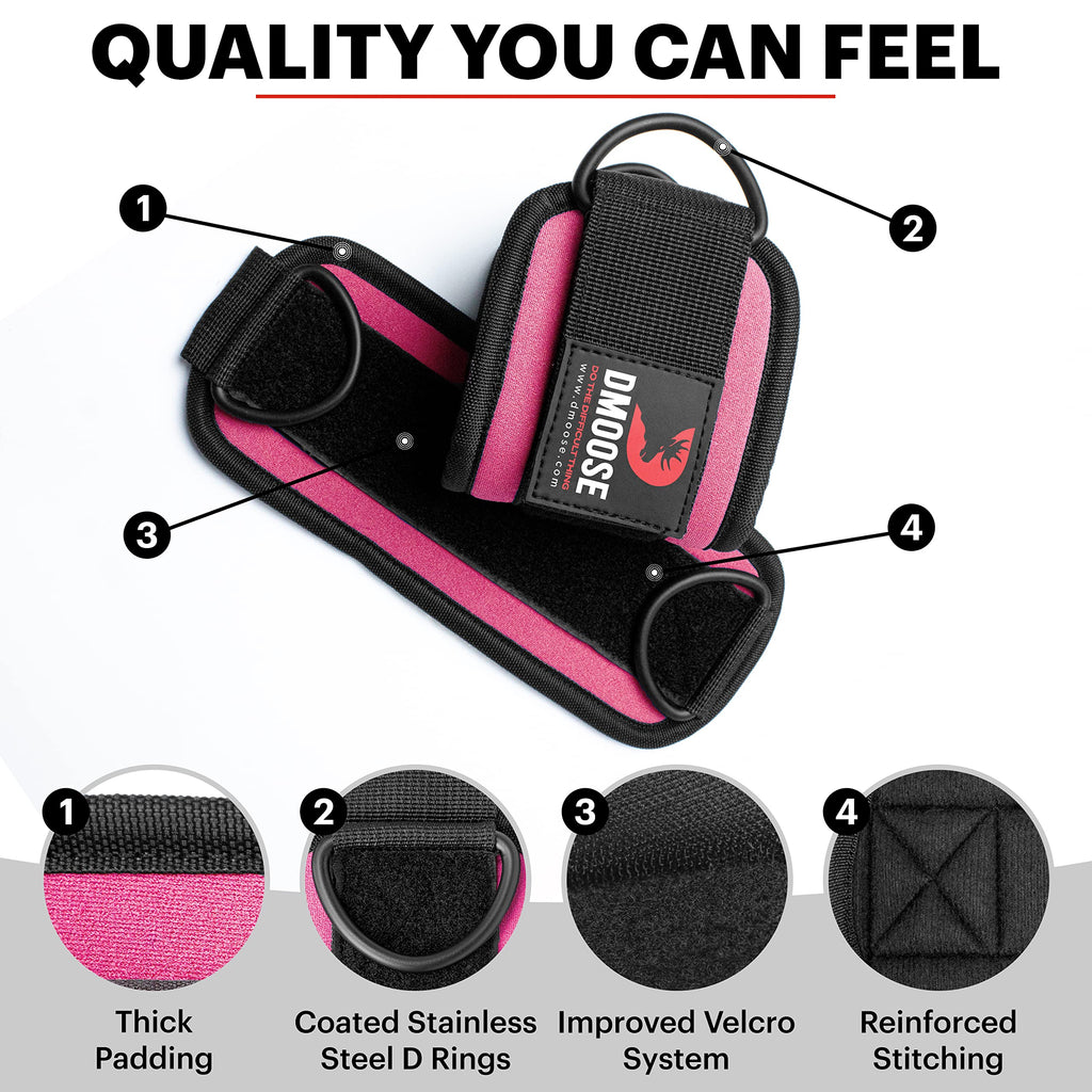 Dmoose Ankle Strap For Cable Machine Attachments - Gym Ankle Cuff For Kickbacks, Glute Workouts, Leg Extensions, Curls, Booty Hi