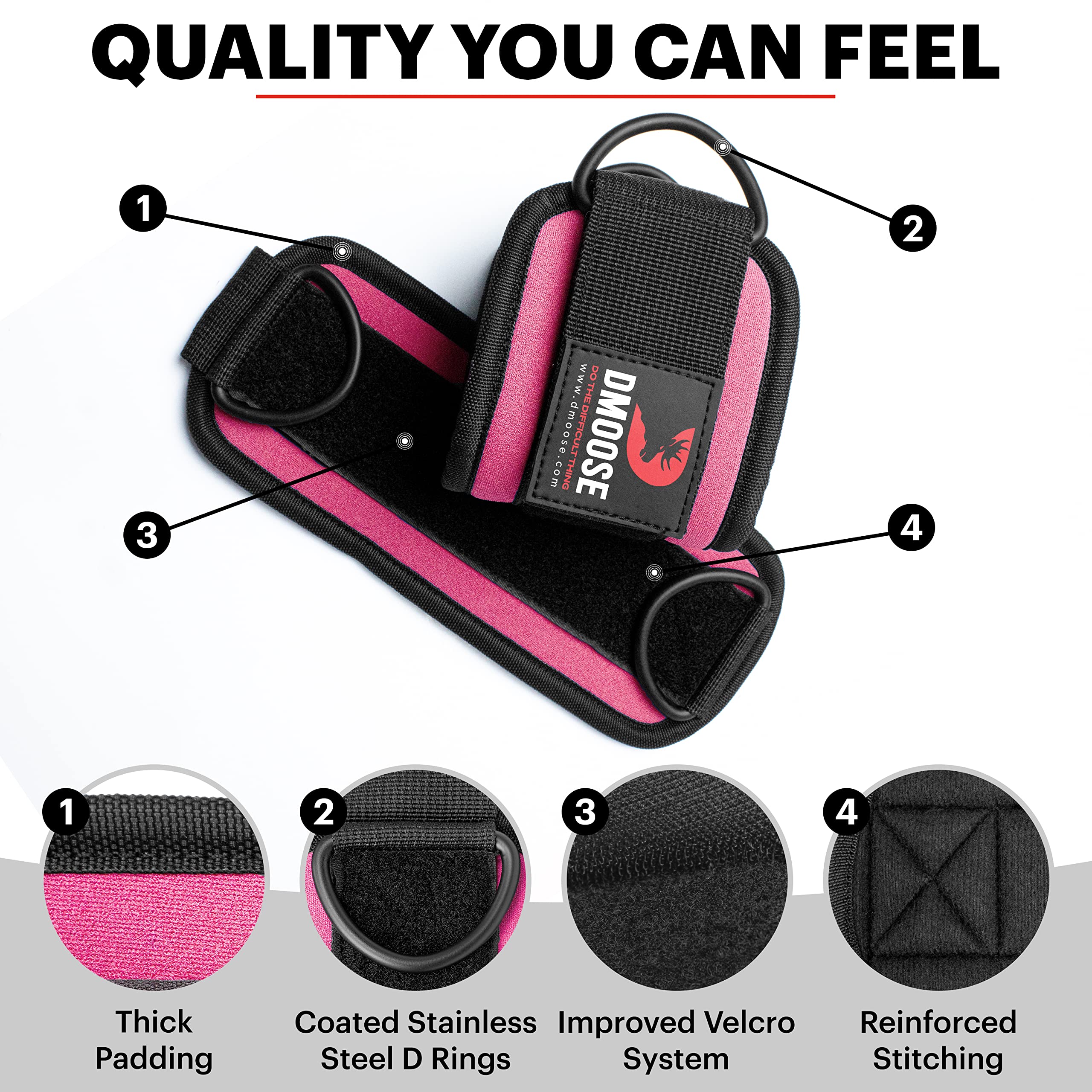 Dmoose Ankle Strap For Cable Machine Attachments - Gym Ankle Cuff For Kickbacks, Glute Workouts, Leg Extensions, Curls, Booty Hi