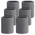 Wettarn 6 Pcs 4 Inch Gray Cotton Blend Wristbands for Sports Hiking Cycling Tennis Gymnastics Basketball Football Running, Athle