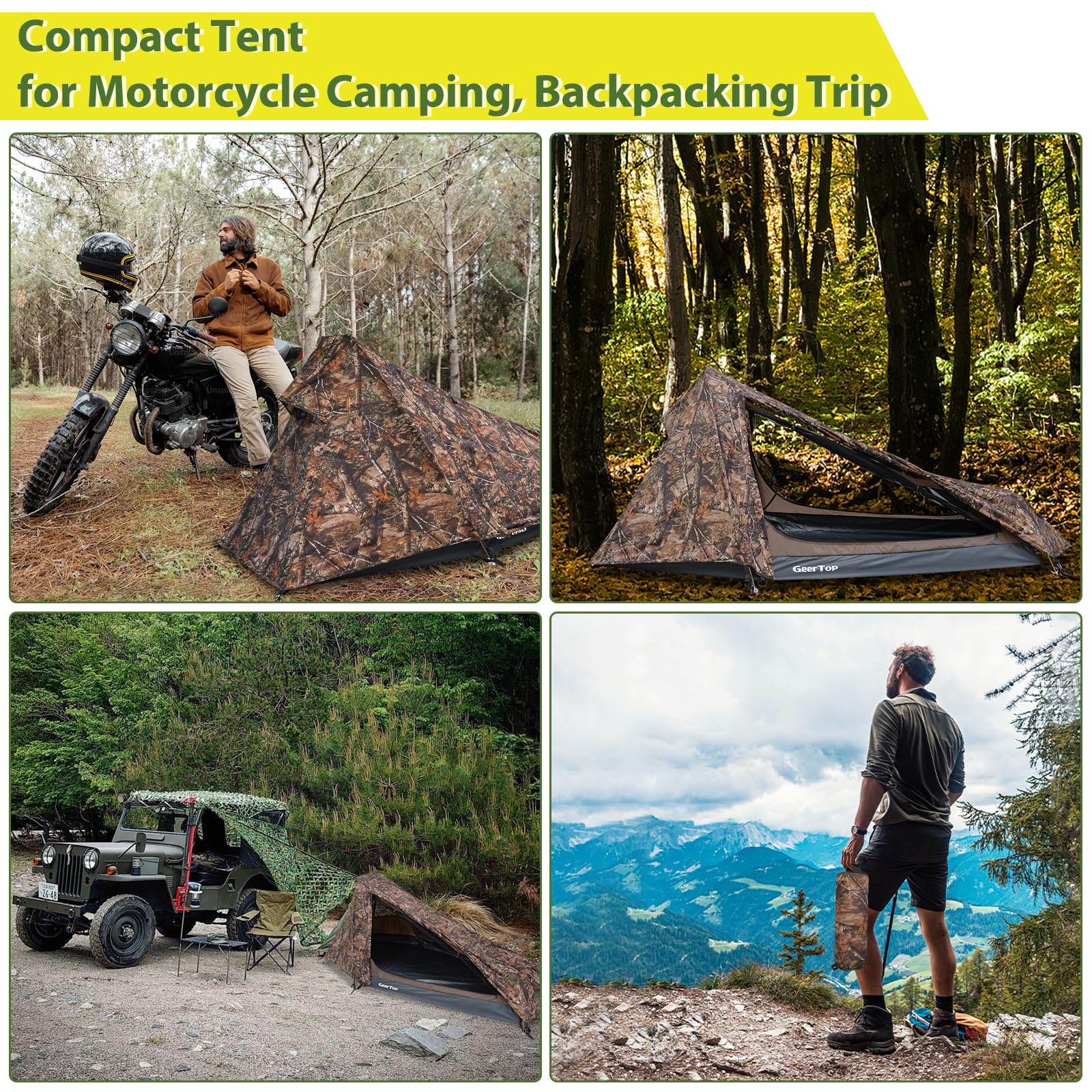 Geertop Ultralight 1-Person Backpacking Tent Waterproof All-Season Solo Tent For Camping Hiking Adventures