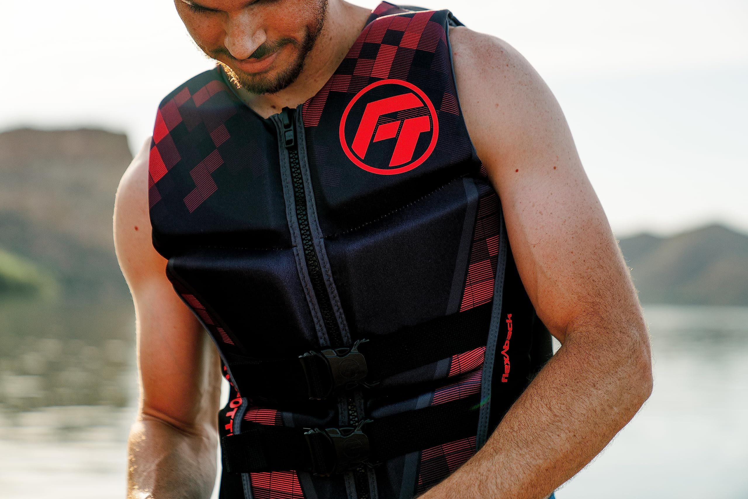 Full Throttle Mens Rapid-Dry Flex-Back Life Jacket M Red
