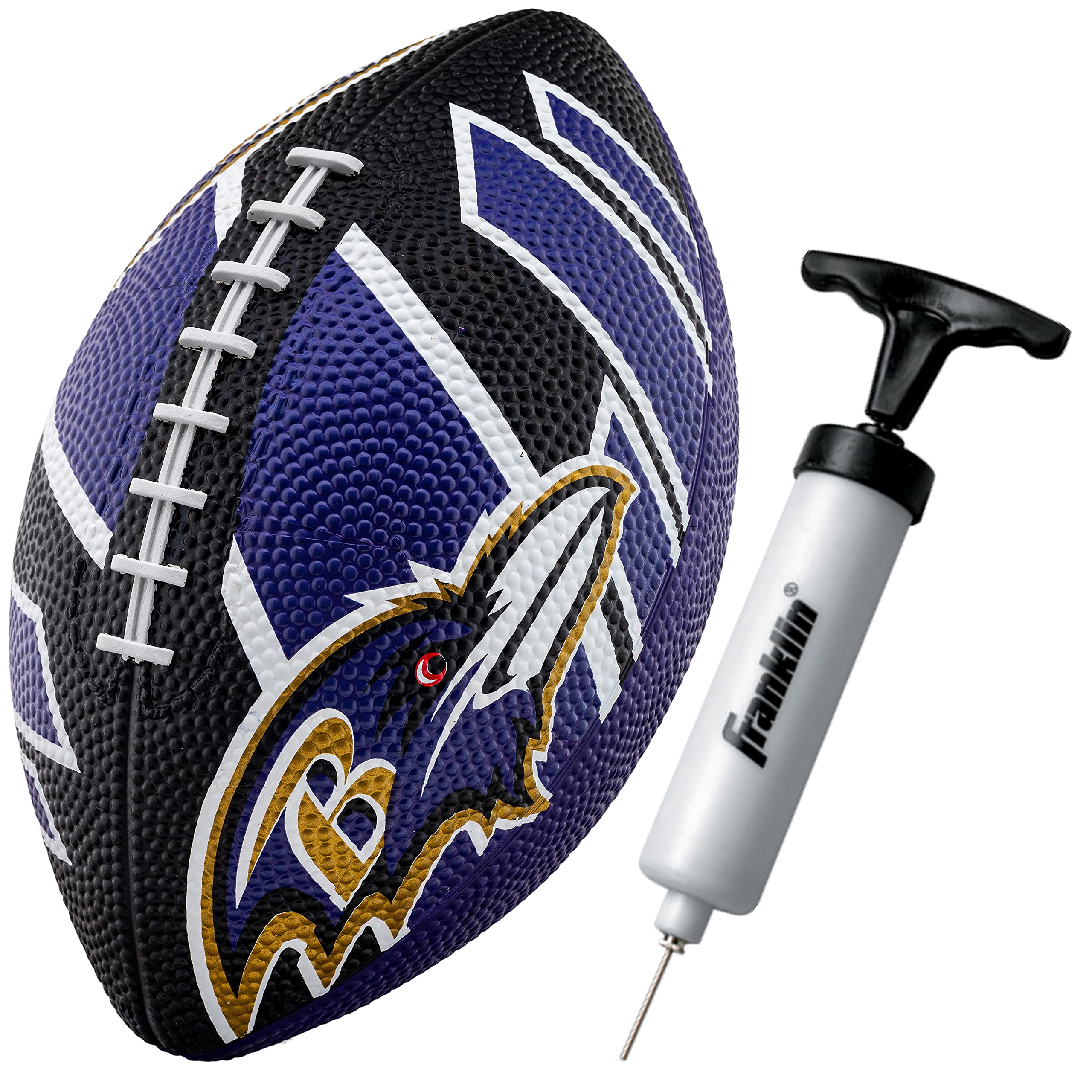 Franklin Sports Nfl Baltimore Ravens Football - Youth Football - Mini 8.5'' Rubber Ball - Perfect For Kids - Team Logos And Colo