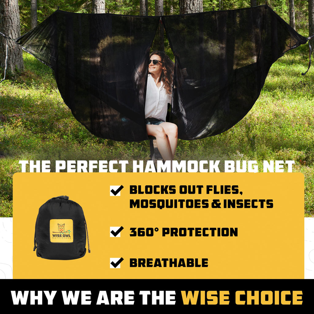 Wise Owl Outfitters Hammock Bug Net - Mosquito Net For Hammock, Lightweight Bug Netting For Camping, Hiking, Backpacking, Forest
