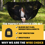 Wise Owl Outfitters Hammock Bug Net - Mosquito Net For Hammock, Lightweight Bug Netting For Camping, Hiking, Backpacking, Forest