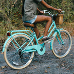 Glerc 24 Inch Beach Cruiser Bike, 6-Speed Hybrid City Bicycle for Girls Youth and Over 6 Years Old, Missy Bike with Wicker Baske