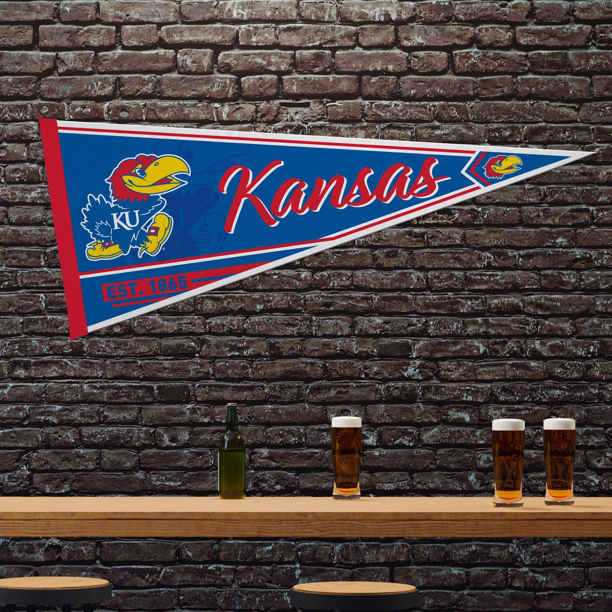 Rico Industries Ncaa Kansas Jayhawks Classic 12'' X 30'' Felt Wall D  Cor Pennant - Great For Home/Bed Room/Man Cave D  Cor
