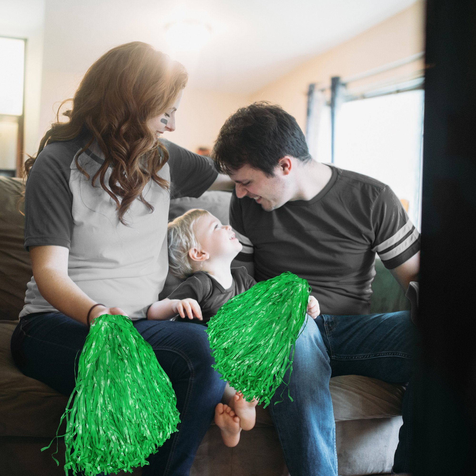 Windy City Novelties 12 Pack Green Cheerleader Pom Poms  In Bulk  St. Patricks Day Party Supplies Team Spirit Cosplay Party Favo