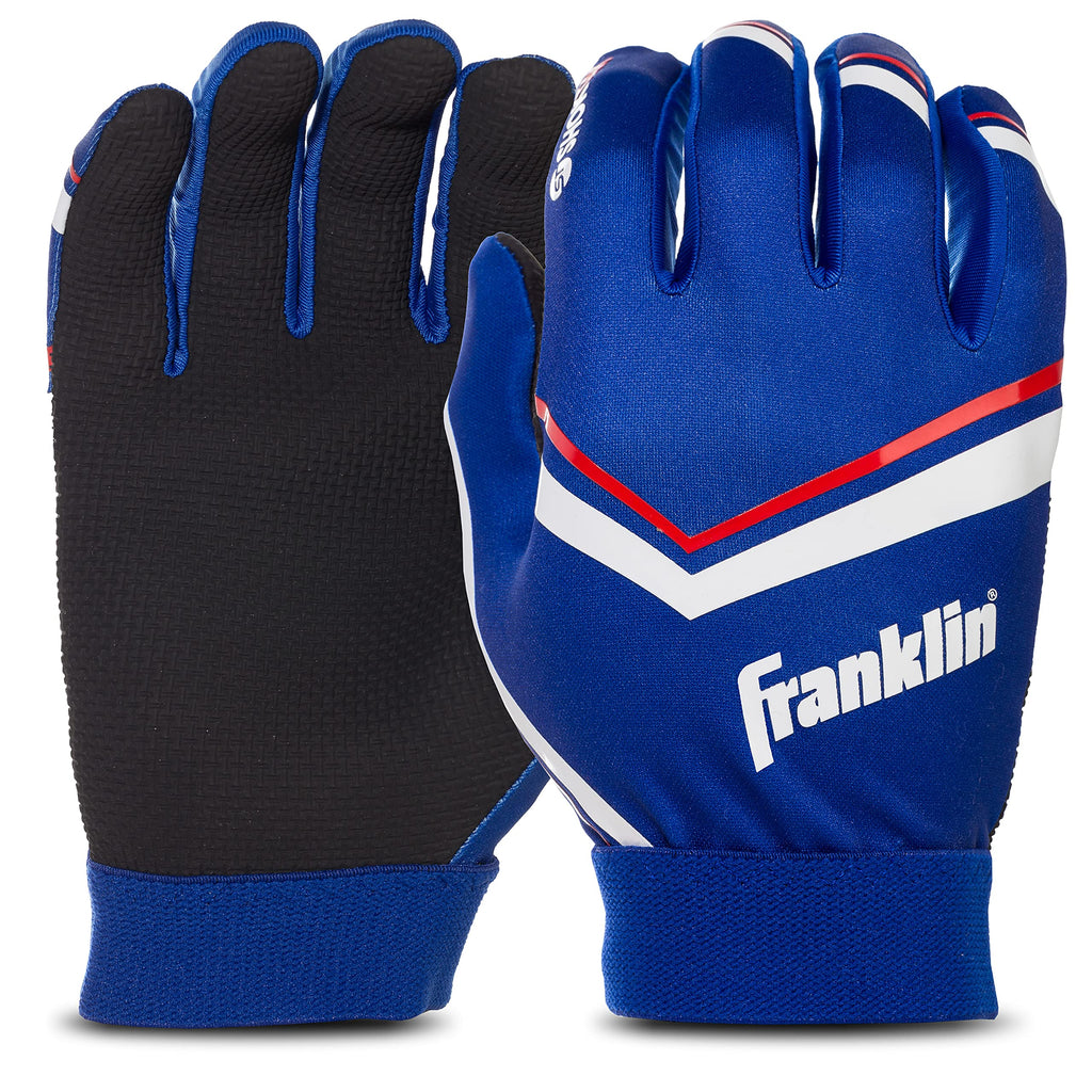 Franklin Sports Youth Football Receiver Gloves - Shoktak Kids High Grip Football Receiver Gloves - Royal - Youth Large