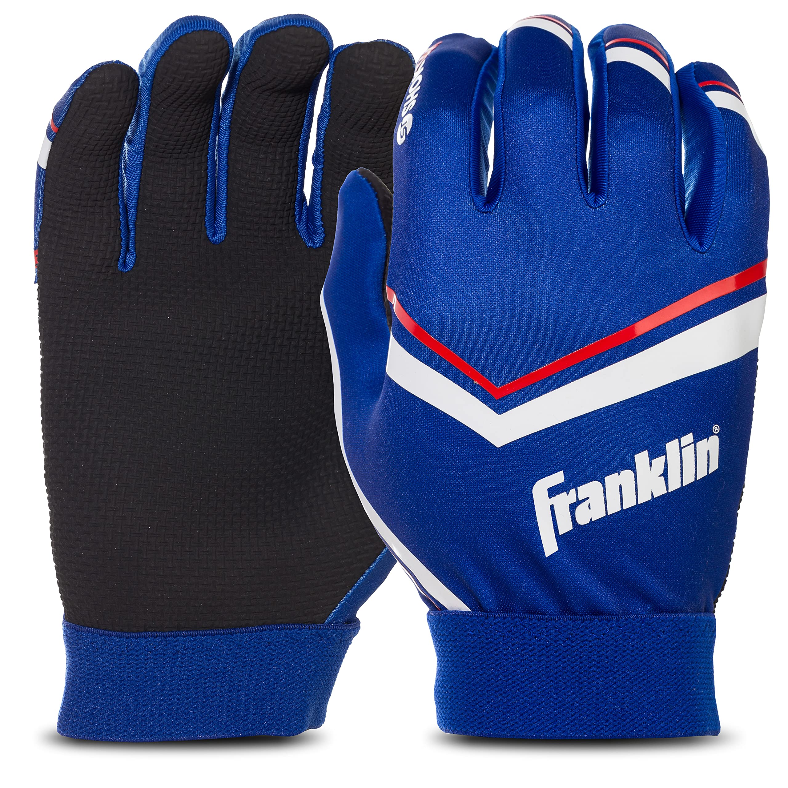 Franklin Sports Youth Football Receiver Gloves - Shoktak Kids High Grip Football Receiver Gloves - Royal - Youth Large