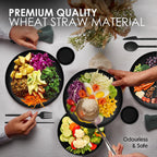 Dinethics Wheat Straw Dinnerware Sets For 4 - Alternate To Black Plastic Dishes - Dishwasher Microwave Safe Plates And Bowls Set