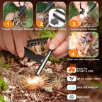 Clwryviduu Survival Fire Starter, 4 Inch Ferro Rod, Flint Fire Starters For Hiking And Camping, Flint And Steel Survival Tool Wi