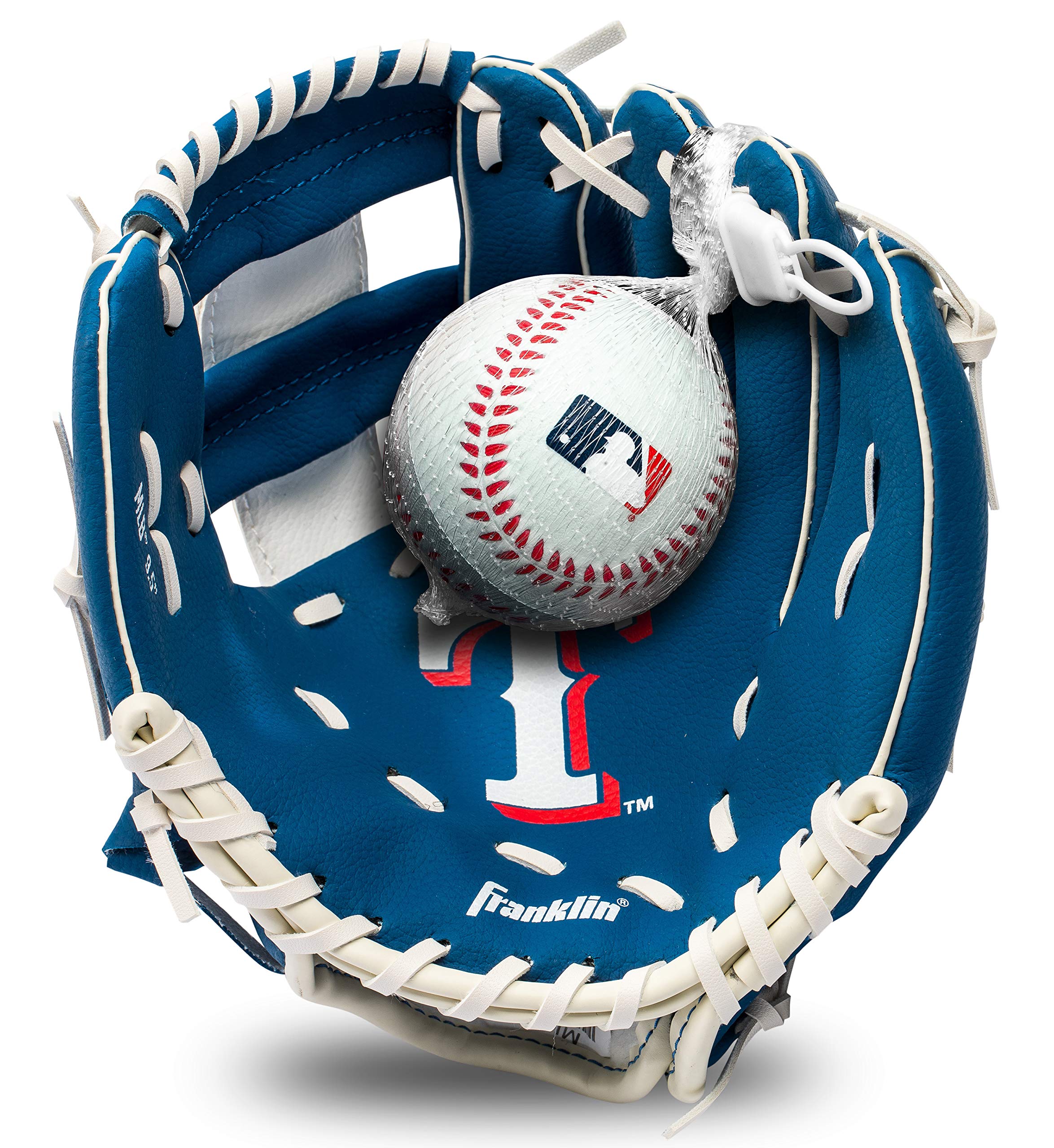 Franklin Sports Mlb Youth Teeball Glove And Ball Set - Kids Texas Rangers Baseball And Teeball Glove And Ball - Perfect First Ki
