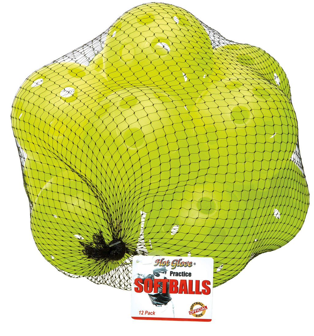 Hot Glove Optic Yellow Sports Practice Softballs (Pack Of 12)
