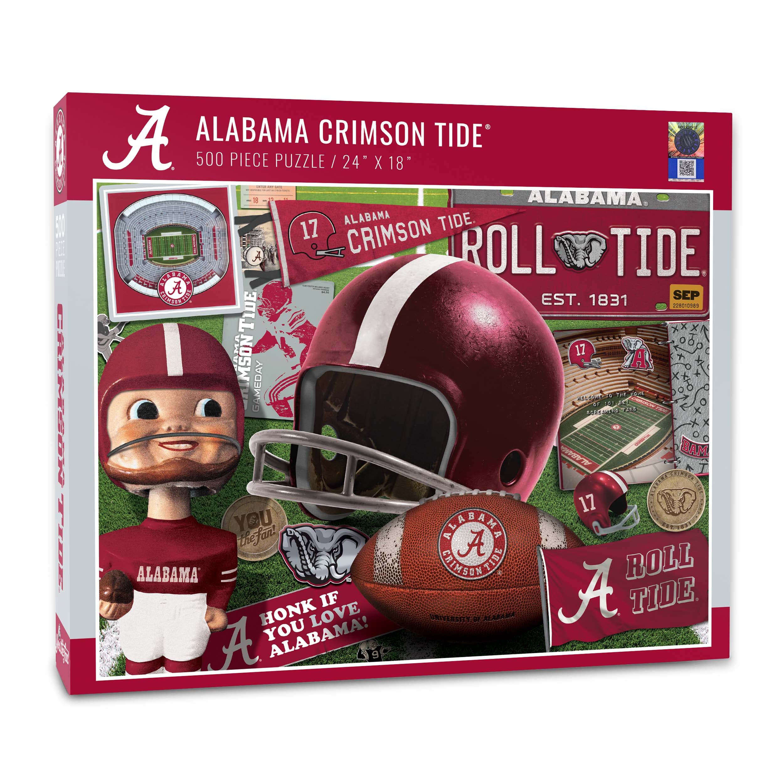 Youthefan Ncaa Alabama Crimson Tide Retro Series Puzzle - 500 Pieces, Team Colors, Large