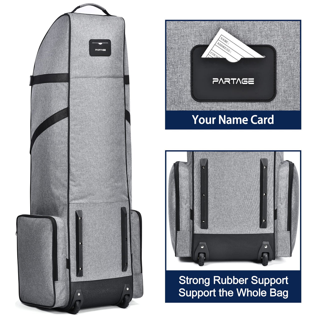 Partage Golf Travel Bag With Wheels,Golf Travel Case For Airlines, 600D Heavy Duty Oxford -Gray
