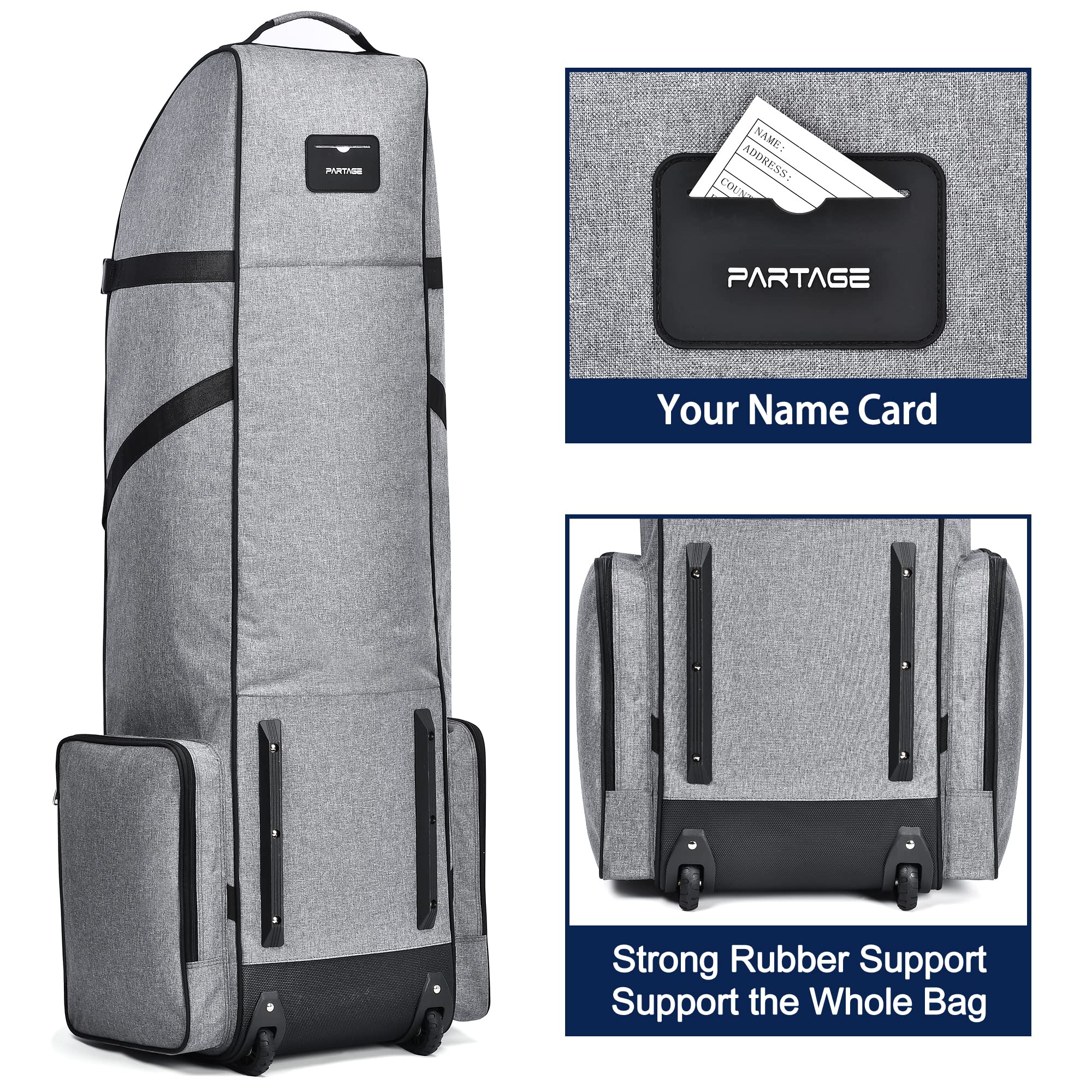 Partage Golf Travel Bag With Wheels,Golf Travel Case For Airlines, 600D Heavy Duty Oxford -Gray