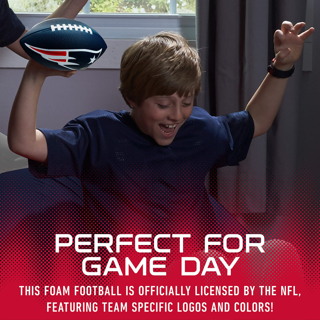 Franklin Sports Nfl New England Patriots Football - Kids Foam Football - Soft Football - Mini Size - Perfect For Gameday - 8.5''