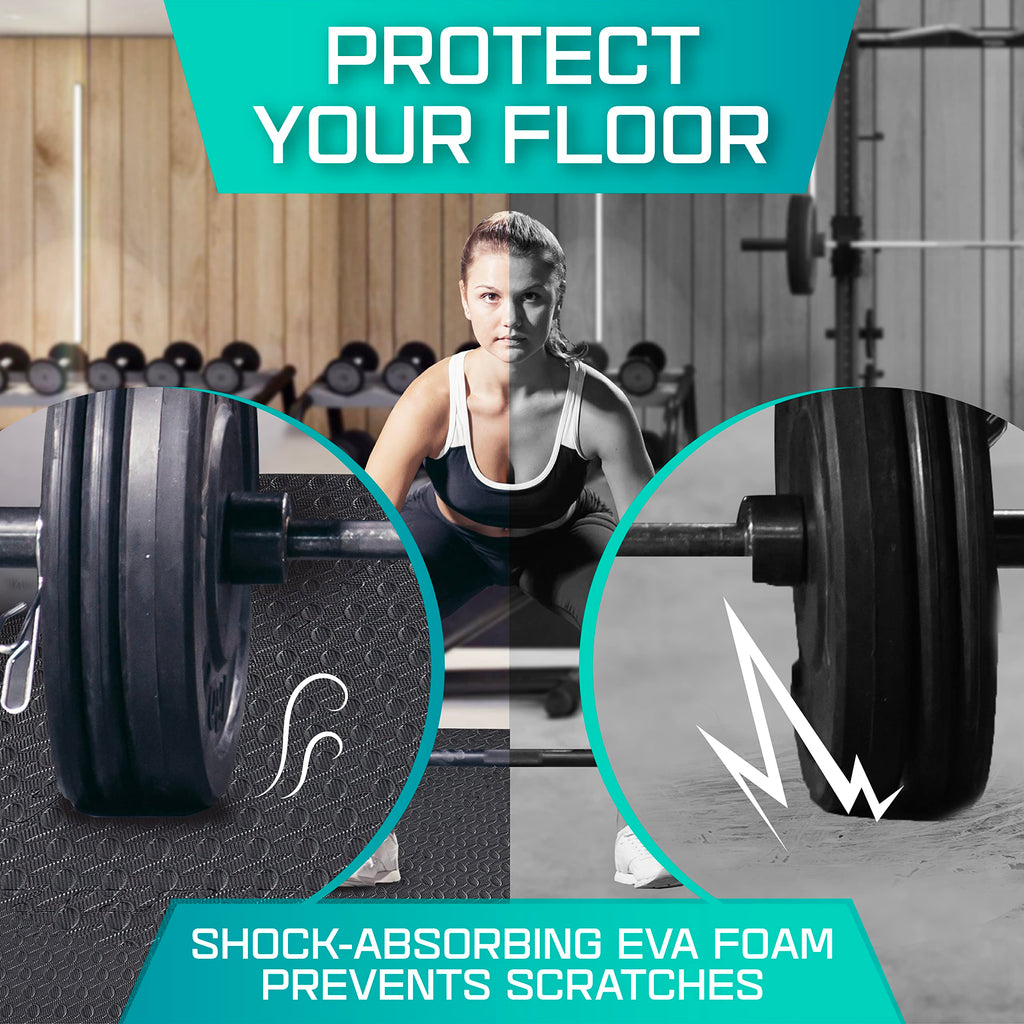 Yes4All Interlocking Exercise Eva Mat Floor Protector (120 Square Feet - Black - With Border) - Xpajz (Xpaj)
