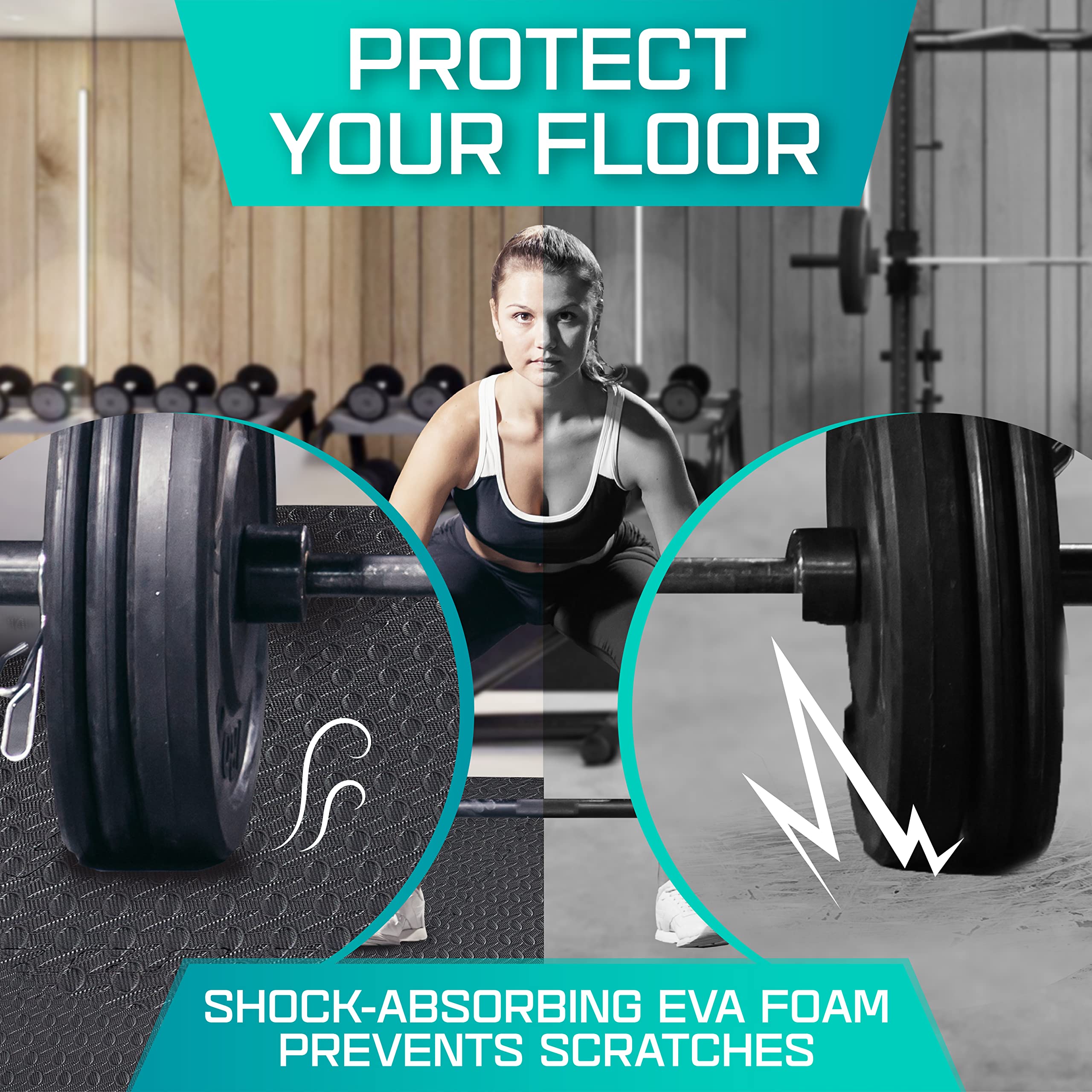 Yes4All Interlocking Exercise Eva Mat Floor Protector (120 Square Feet - Black - With Border) - Xpajz (Xpaj)