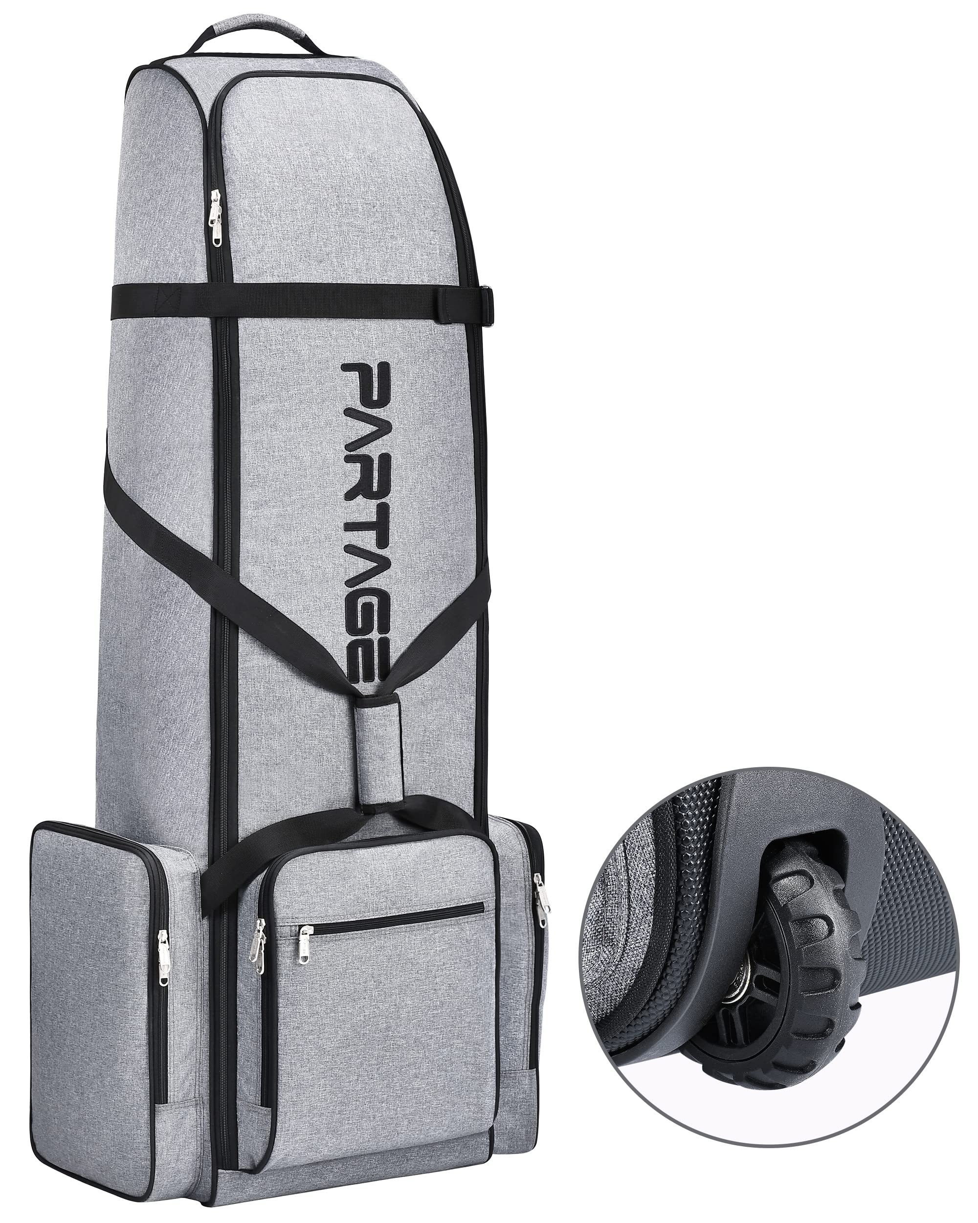 Partage Golf Travel Bag With Wheels,Golf Travel Case For Airlines, 600D Heavy Duty Oxford -Gray