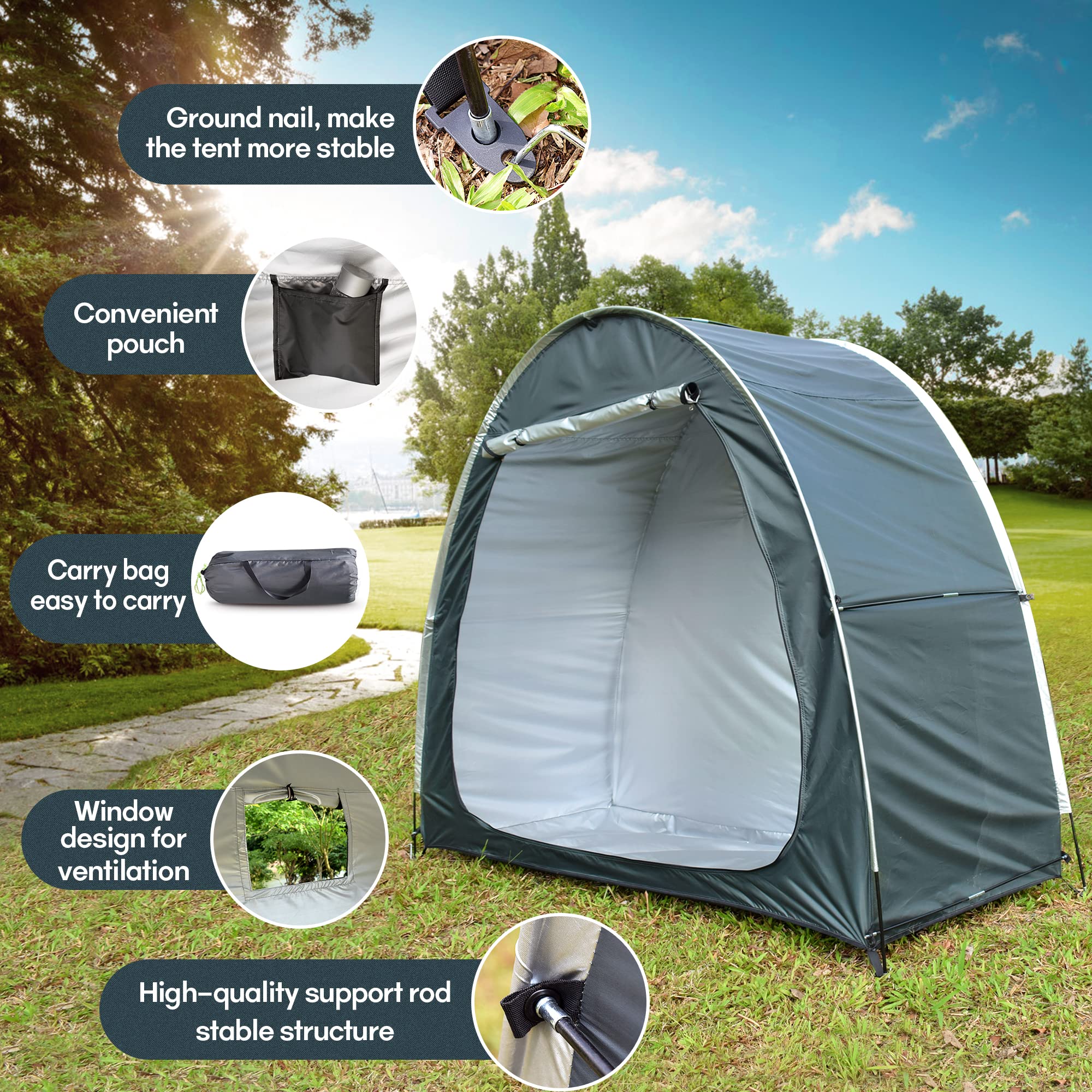 Bike Storage Tent, Anti-Dust Waterproof Bicycle Tent, Portable Bike Storage Tent For 3-4 Bikes, Foldable Bike Shelter For Garden