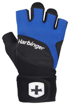 Harbinger Training Grip Wristwrap Weight Lifting Gloves, Unisex, Medium, Blue