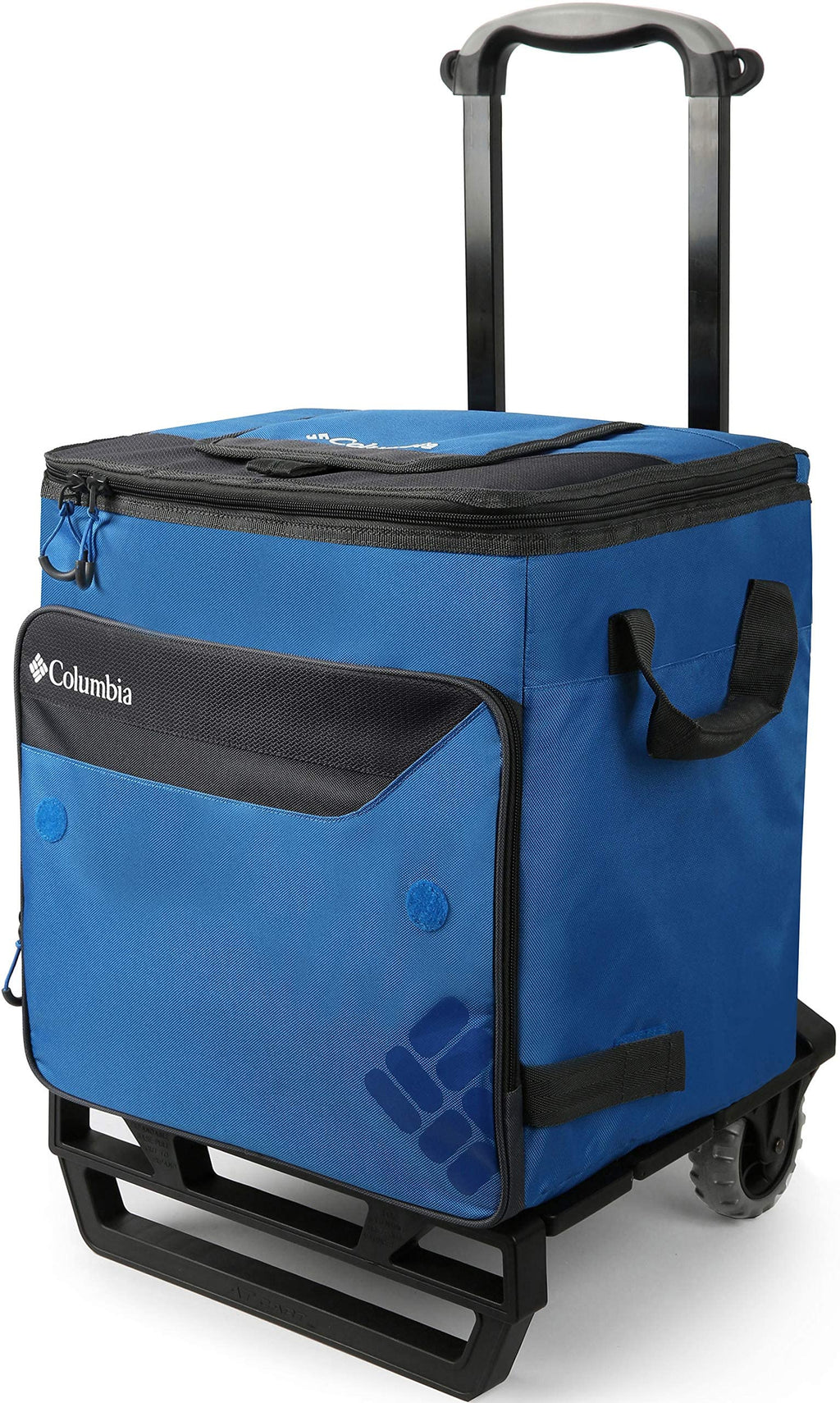 Columbia Crater Peak Wheeled Cooler - 50 Can Rolling Cooler - Blue Collapsible Cooler With Super Foam Insulation And Foldable Al