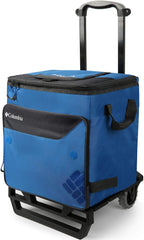 Columbia Crater Peak Wheeled Cooler - 50 Can Rolling Cooler - Blue Collapsible Cooler With Super Foam Insulation And Foldable Al