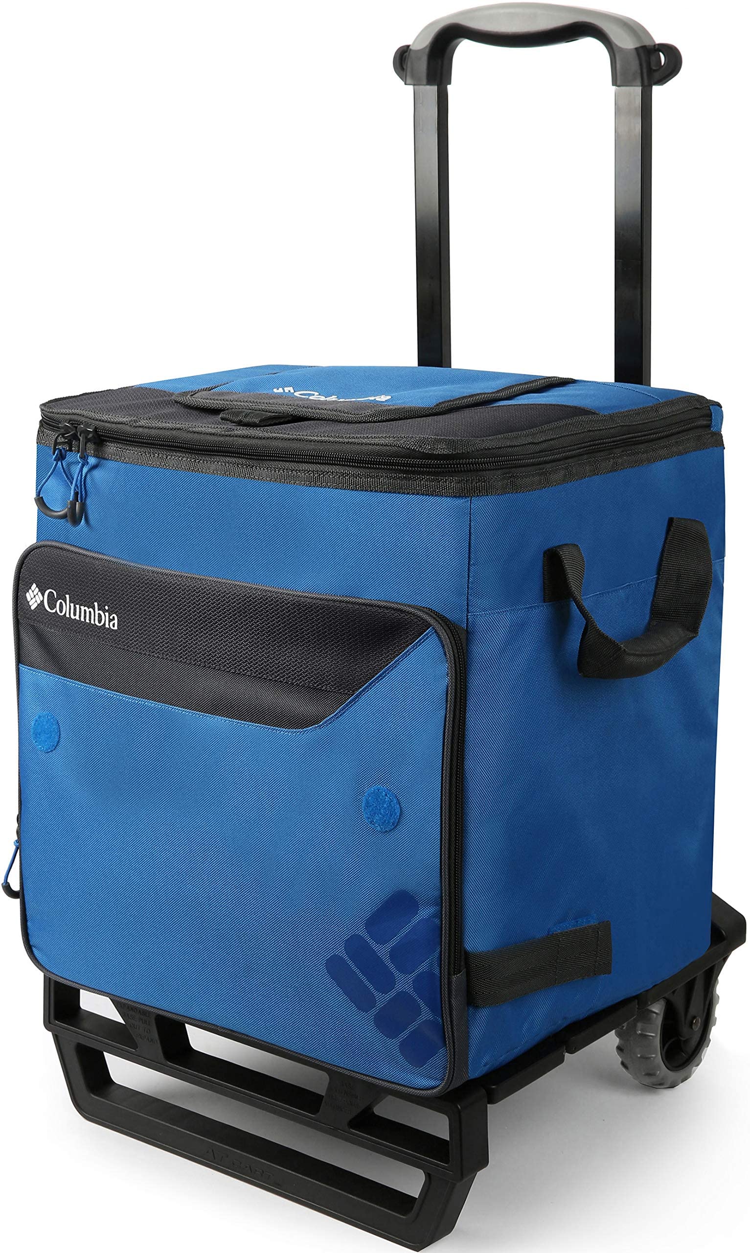 Columbia Crater Peak Wheeled Cooler - 50 Can Rolling Cooler - Blue Collapsible Cooler With Super Foam Insulation And Foldable Al